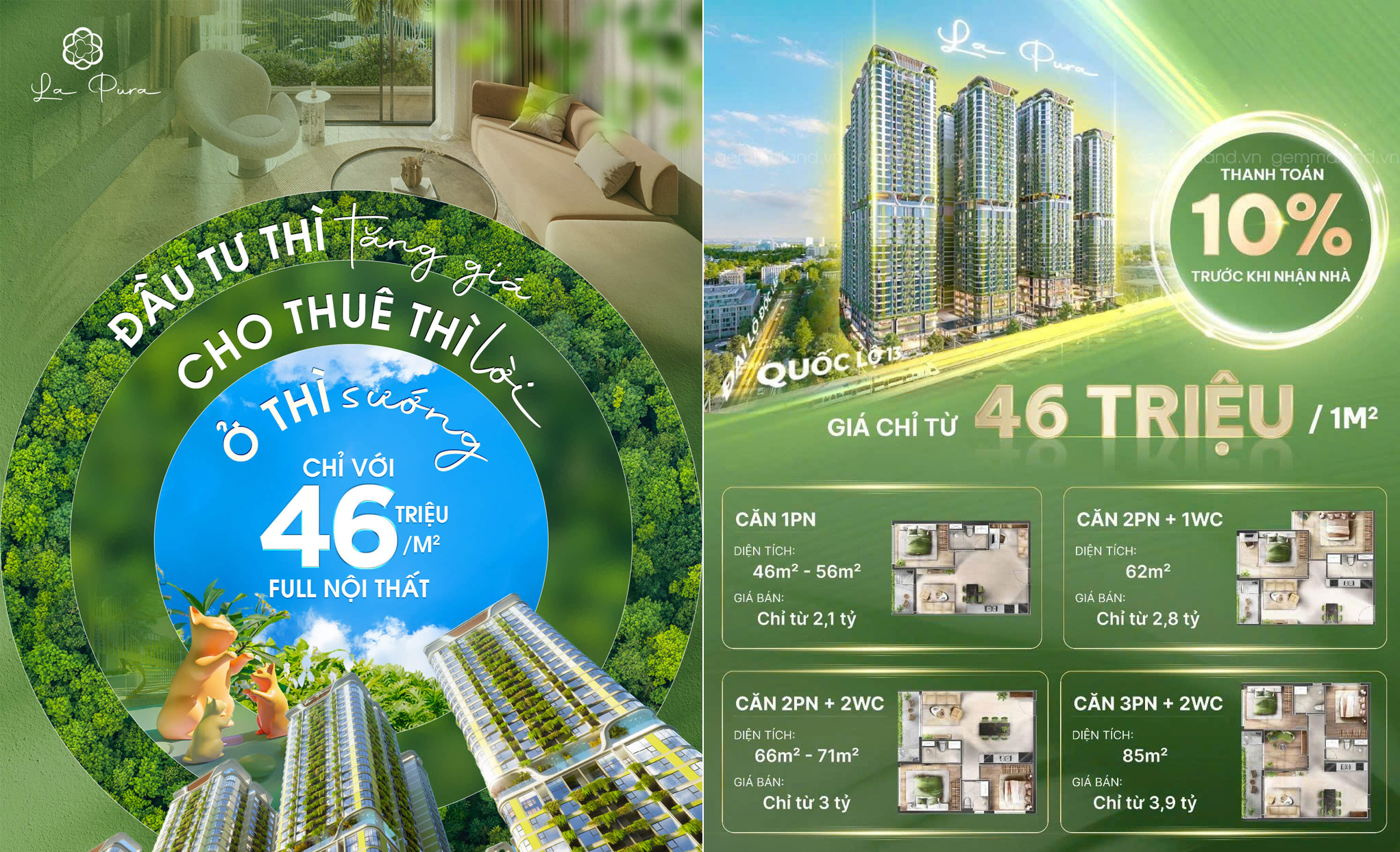 46 TRIỆU/M2 GIÁ BÁN ZENIA LA PURA